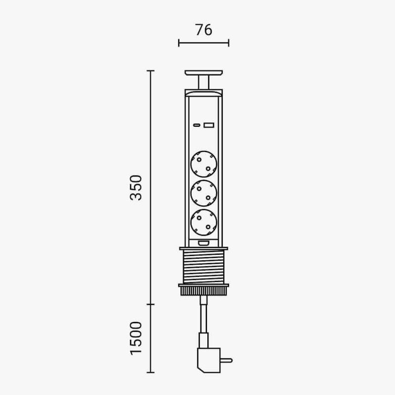 3-Sockets with Type A+C (TOTAL 5V/3.4A), with 1.5m Cable, Black — image 5