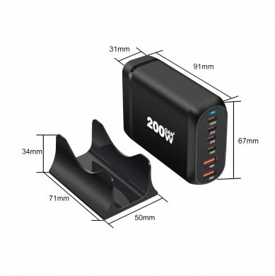 Adapter, EU Plug, USB 2xTYPE-A, 4xTYPE-C, 200W — image 3