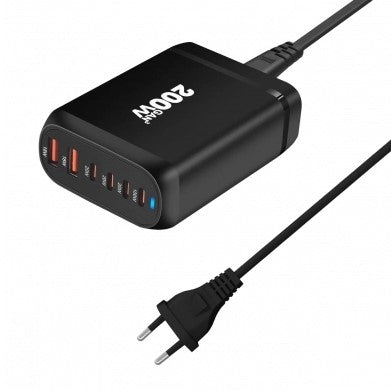 Adapter, EU Plug, USB 2xTYPE-A, 4xTYPE-C, 200W — image 1