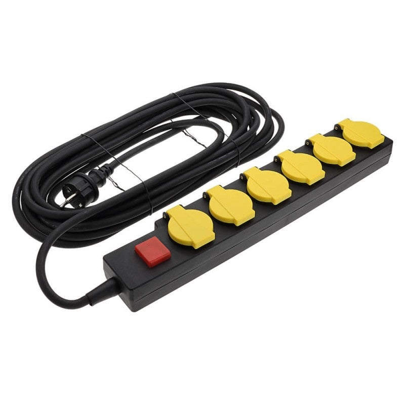 Power Strip, 6 Sockets, On/Off button, IP44, 10m — image 2