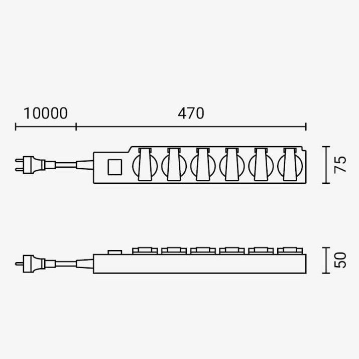 Power Strip, 6 Sockets, On/Off button, IP44, 10m — image 3