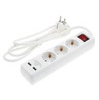 Power Strip, 3 Sockets, On/Off button, 2xUSB, 1.5m — image 2