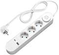 Power Strip, 3 Sockets, On/Off button, USBx2, 1.5m, Oval — image 1
