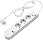 Power Strip, 3 Sockets, On/Off button, USBx2, 1.5m, Oval — image 1