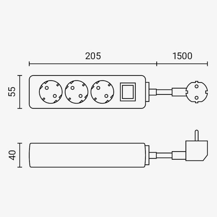 Power Strip, 3 Sockets, On/Off button, 1.5m — image 3