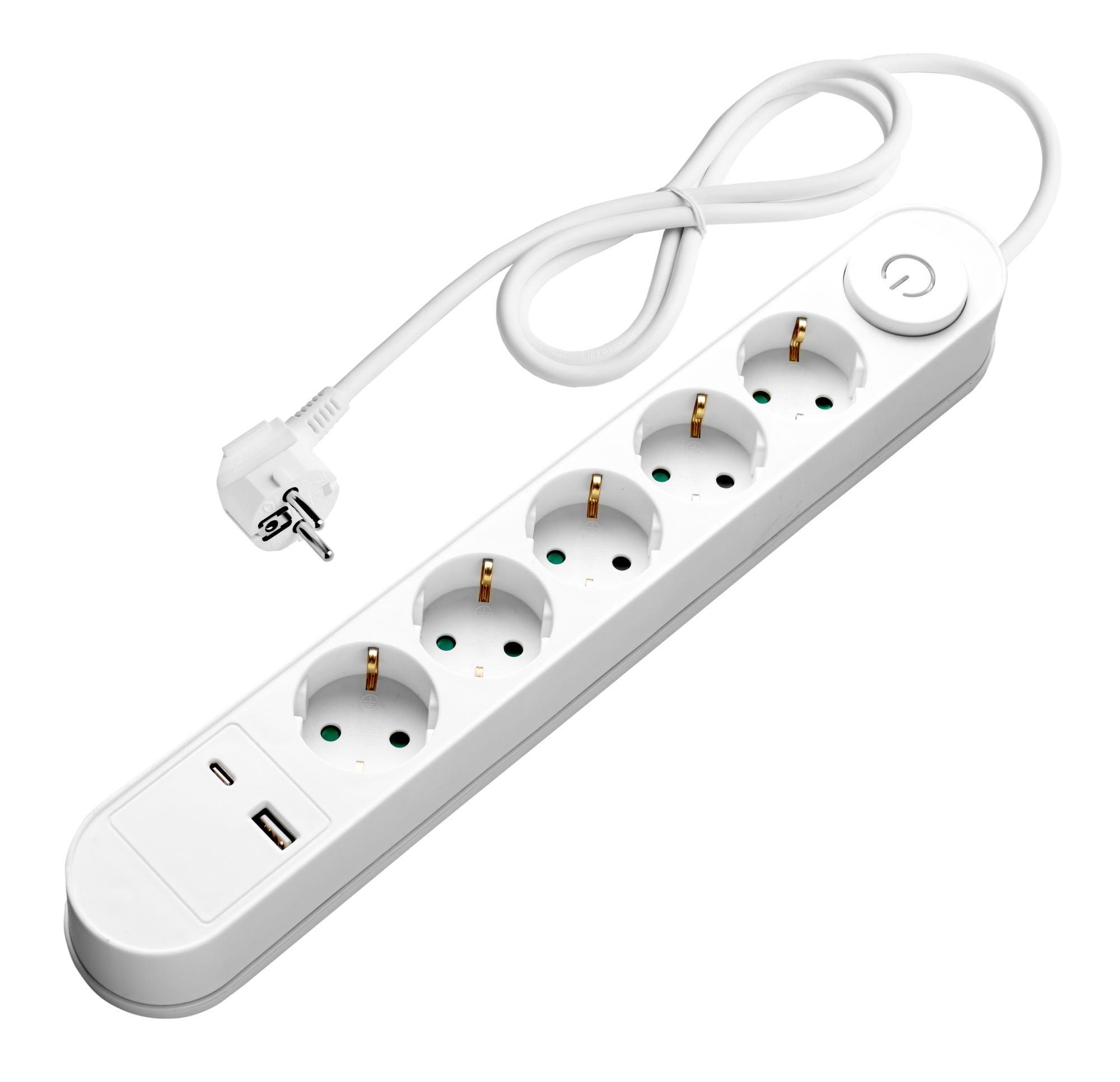 Power Strip, 5 Sockets, On/Off button, USBx2, 1.5m — image 1