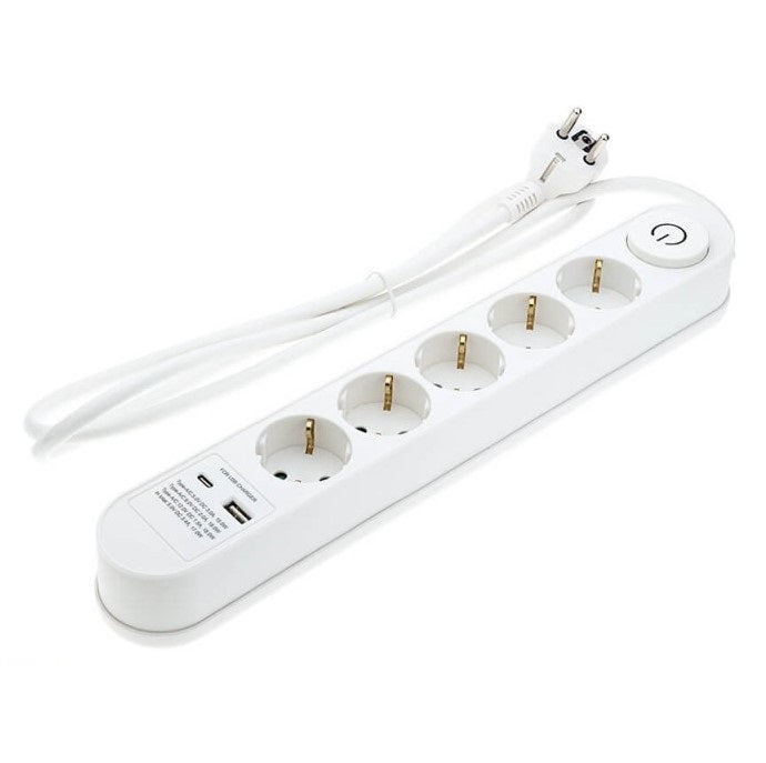 Power Strip, 5 Sockets, On/Off button, USBx2, 1.5m — image 2