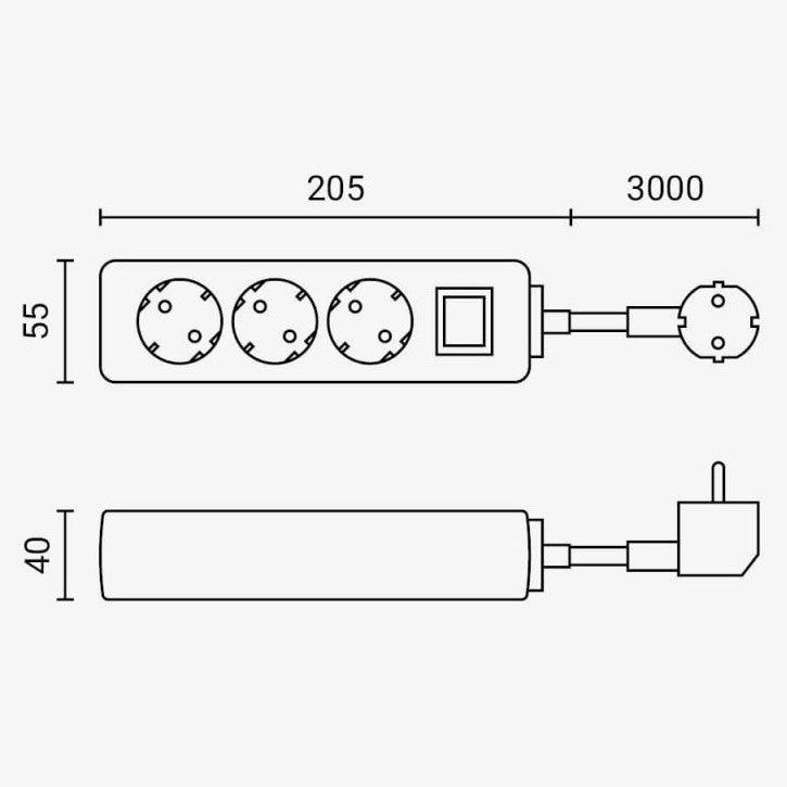 Power Strip, 3 Sockets, On/Off button, 3m — image 2