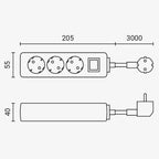 Power Strip, 3 Sockets, On/Off button, 3m — image 2
