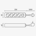 Power Strip, 4 Sockets, On/Off button, 3m — image 2