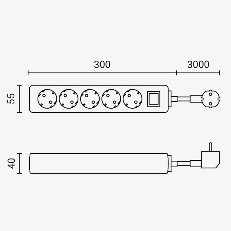 Power Strip, 5 Sockets, On/Off button, 3m — image 2