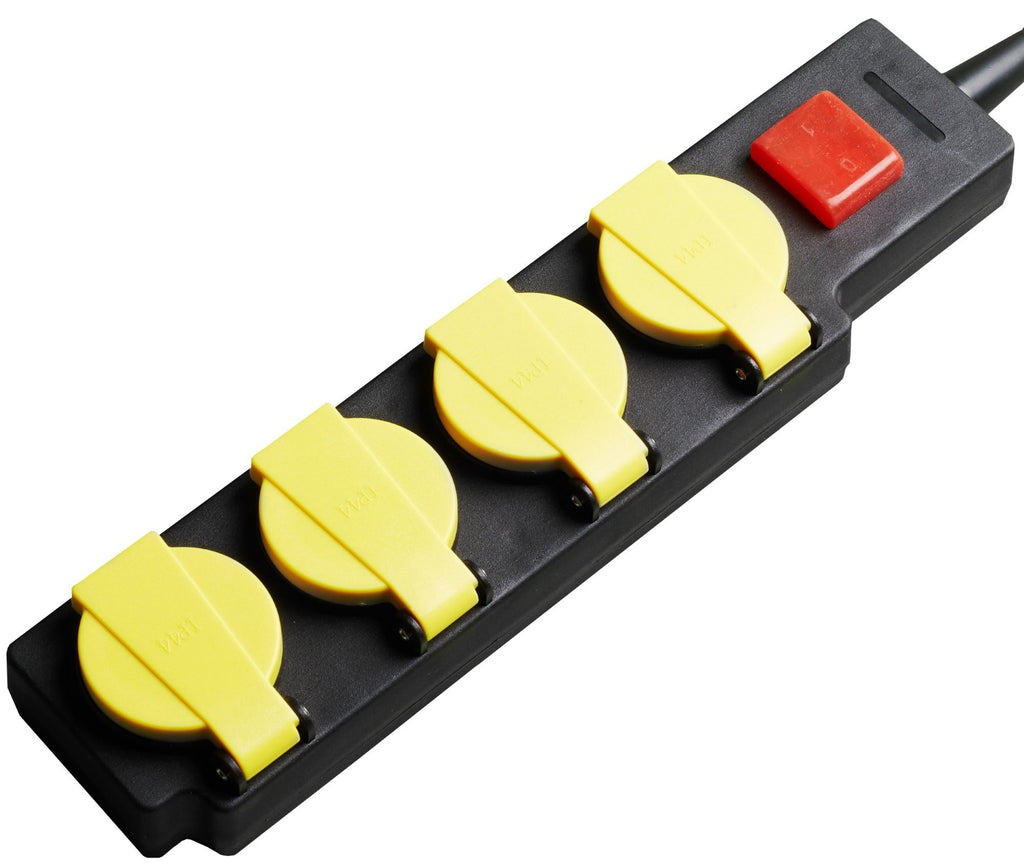 Power Strip, 4 Sockets, On/Off button, IP44, 5m — image 1