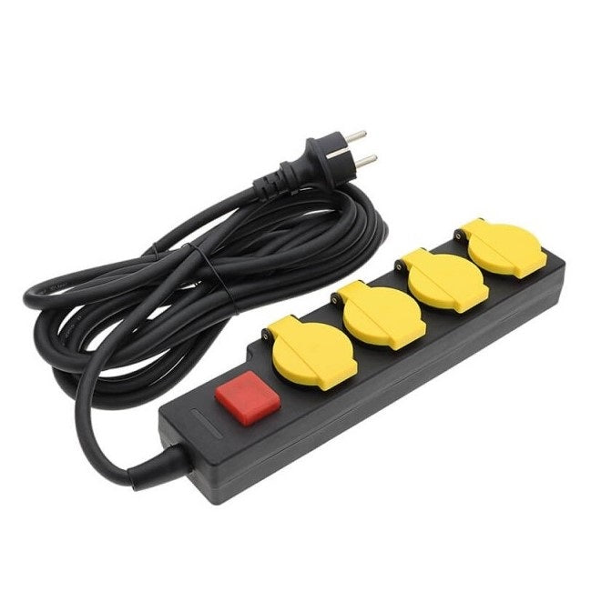 Power Strip, 4 Sockets, On/Off button, IP44, 5m — image 2