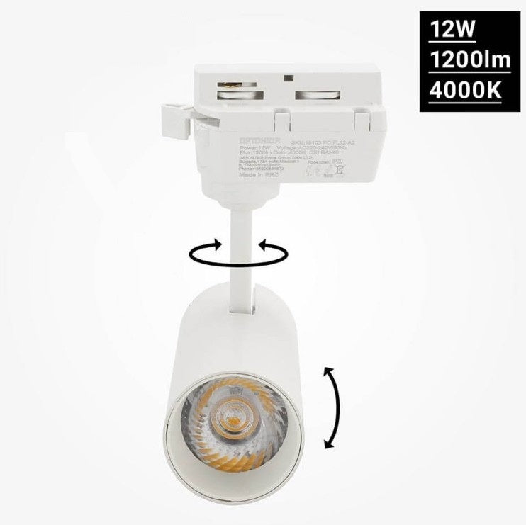 LED Track Light, White Body, 12W, 1200Lm, Neutral Light — image 4