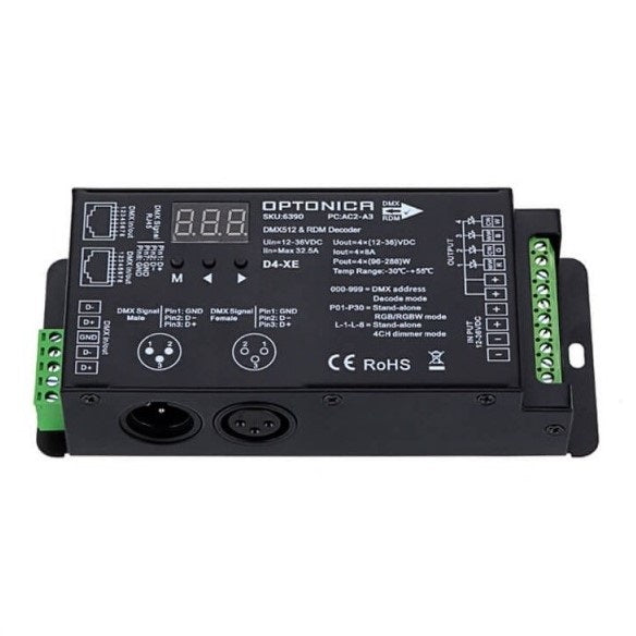LED Constant Voltage, DMX Controller, 12-36V, 8A/Ch, 4 Channels — image 2