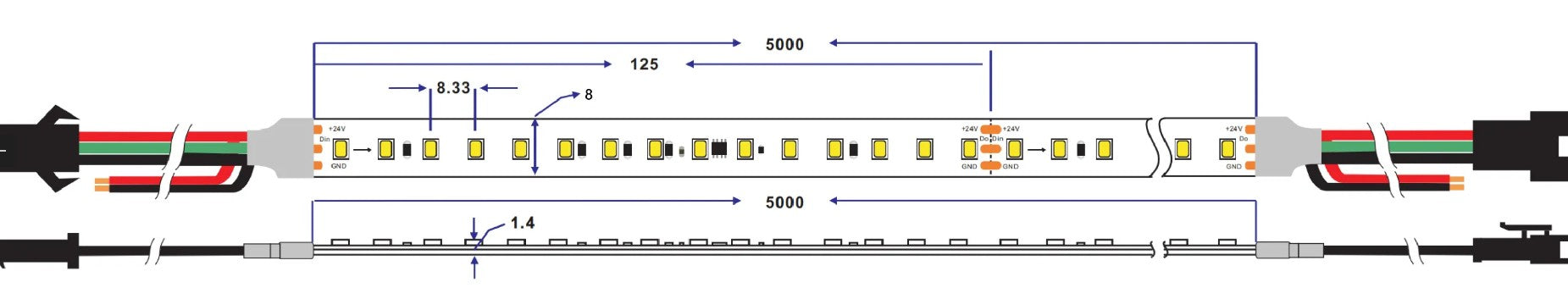 LED Strip 10W/m, 950Lm/m, 24V, Running Water, Neutral Light — image 5