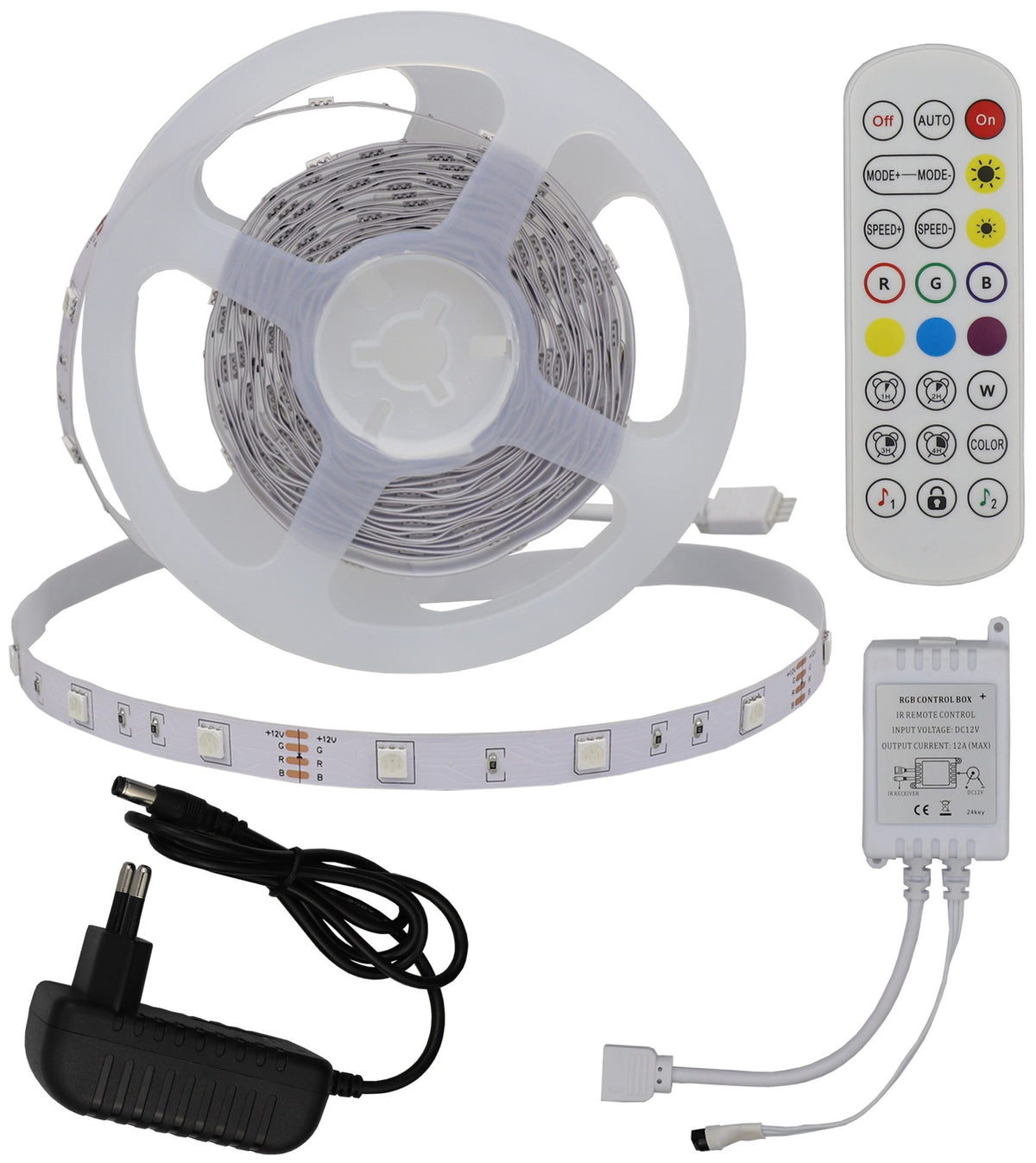 LED Strip Set, AC Adapter, Remote Control, 12W, 12V, RGB — image 1