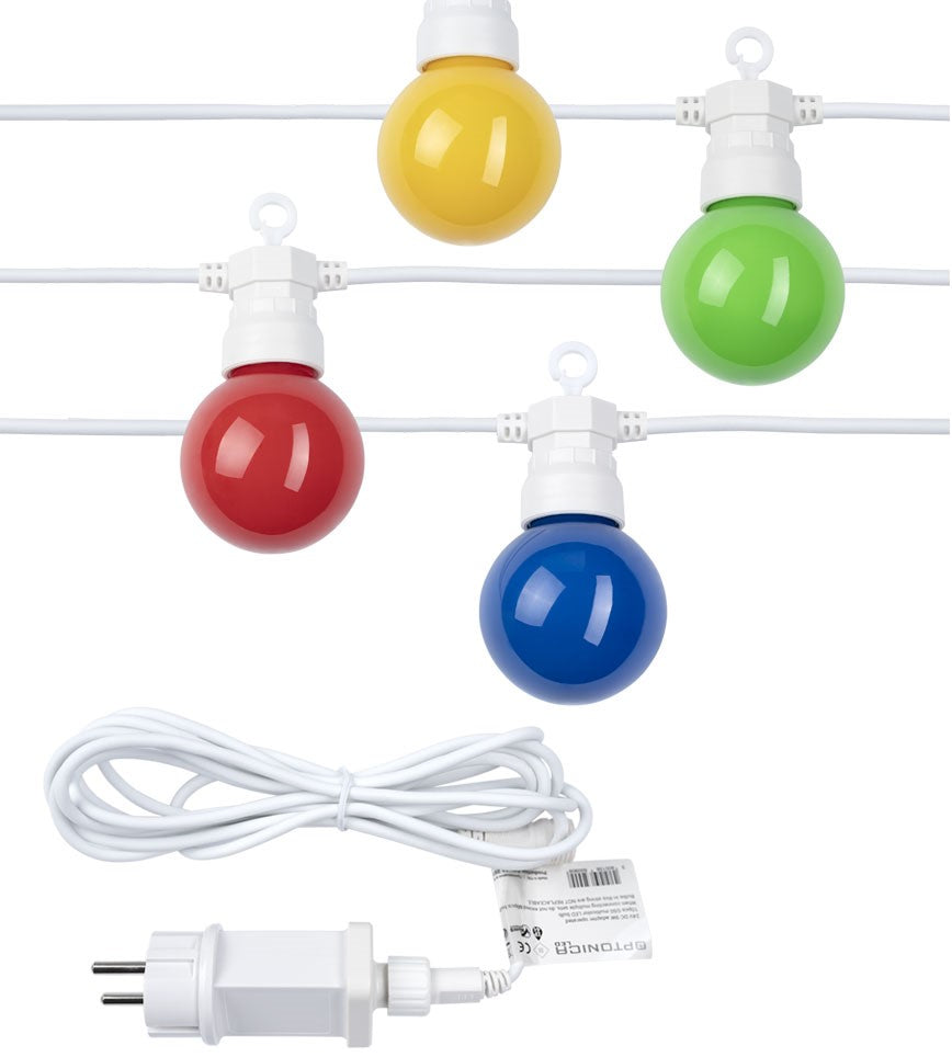 LED Outdoor String Light, White, 8m, 10Pcs., 3W, Colorful — image 2