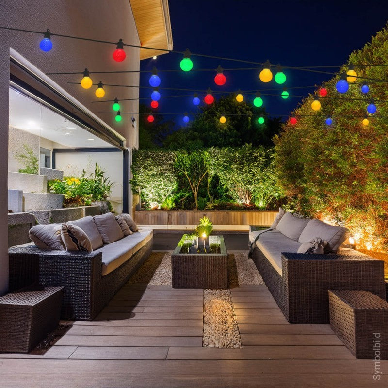 LED Outdoor String Light, Black, 8m, 10Pcs., 3W, Colorful — image 3