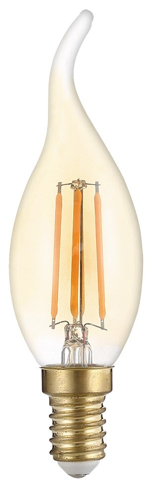 LED Bulb E14 C35 4W, Tip, Dimmable, Golden, Warm Light — image 1