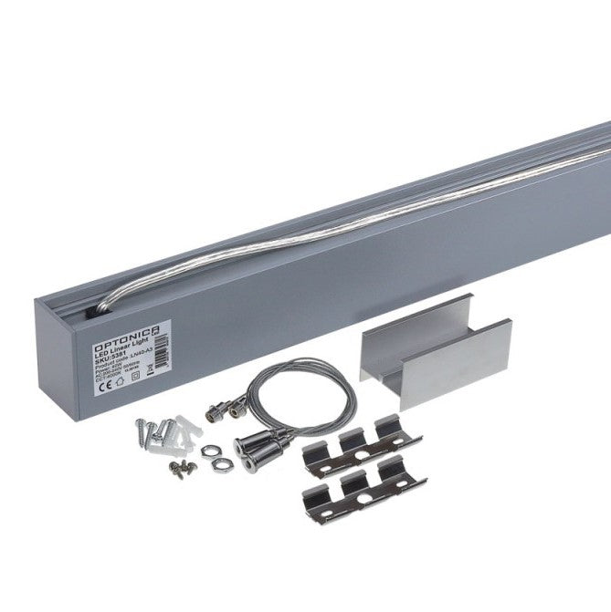 LED Linear Suspended Light, Linkable, 40W, Silver Body, 5 Years Warranty, Neutral Light — image 3