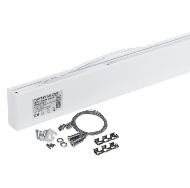 LED Linear Suspended Light, UP-Down, Non-Linkable, 50W, White Body, Neutral Light — image 3