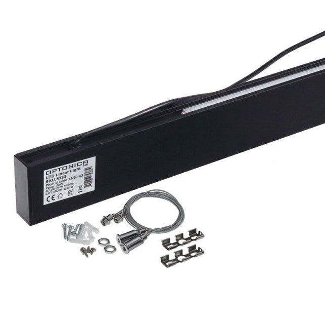 LED Linear Suspended Light, UP-Down, Non-Linkable, 50W, Black Body, Neutral Light — image 3