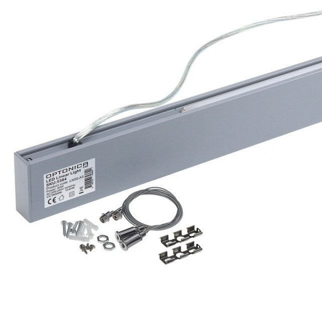 LED Linear Suspended Light, UP-Down, Non-Linkable, 50W, Silver Body, Neutral Light — image 3