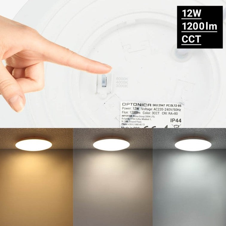 LED Ceiling Light, White Body, 12W, 3CCT — image 4