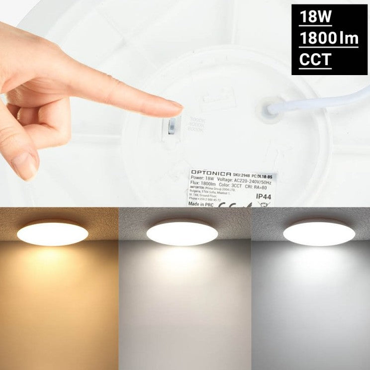 LED Ceiling Light, White Body, 18W, 3CCT — image 4