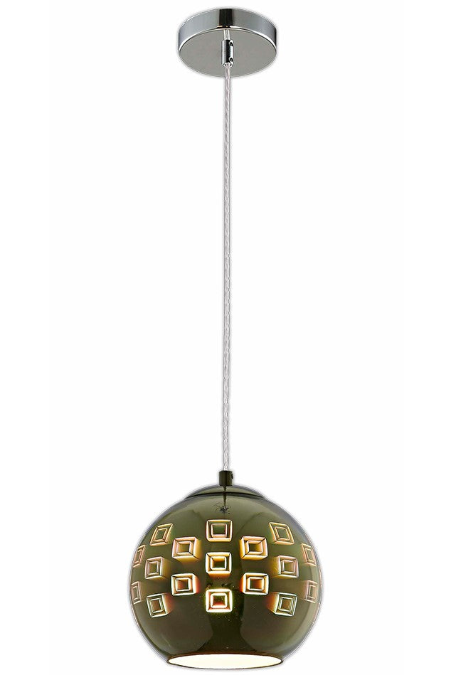 LED Pendant, 3D Glass, D200mm, Baloon, Chrome Squares — image 1