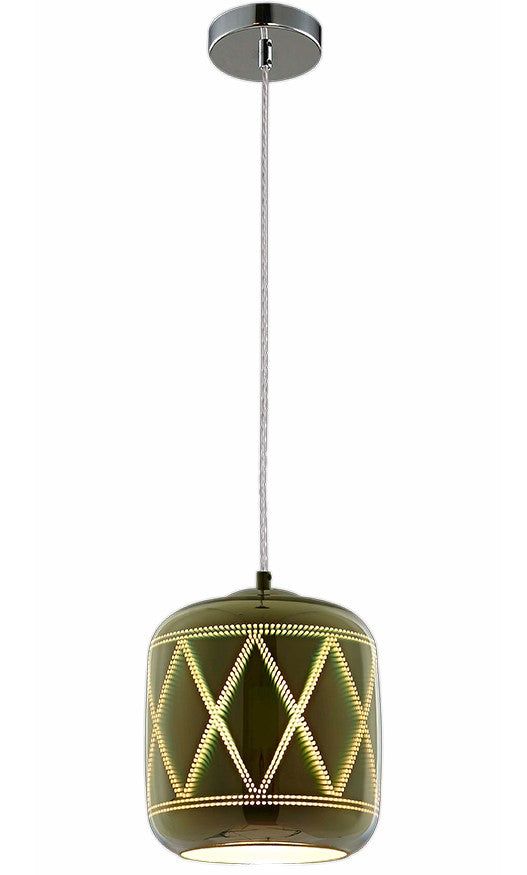 LED Pendant, 3D Glass, D200mm, Chrome Rombus — image 1