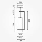 LED Hanging Fixture Fitting, Black Body, with Bracket, 200mm — image 3