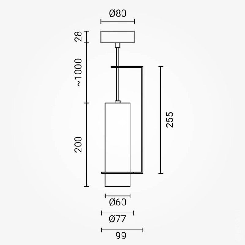 LED Hanging Fixture Fitting, Black Body, with Bracket, 200mm — image 3