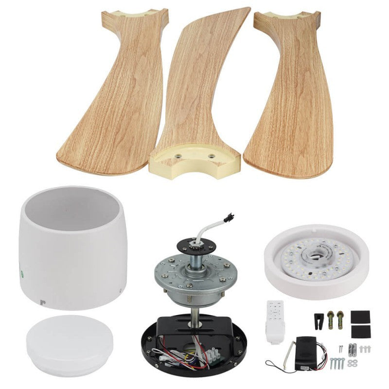 LED Fan Ceiling, 18W, CCT, White/Wood, Remote Control — image 3
