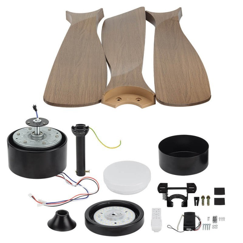 LED Fan Ceiling, 18W, CCT, Black/Wood, Remote Control — image 3