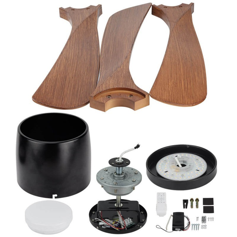 LED Fan Ceiling, 18W, CCT, Black/Wood, Remote Control — image 3