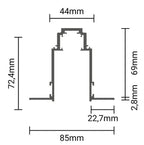 LED Magnetic Track System R35, width 3.5cm, Built-In, Black, length 2m — image 3