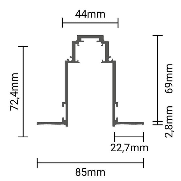 LED Magnetic Track System R35, width 3.5cm, Built-In, Black, length 2m — image 3