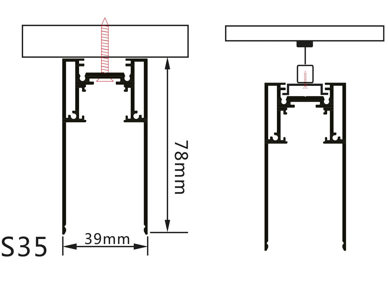 LED Magnetic Track System S35, width 3.5cm, Hanging/Surface, Black, length 2m — image 3