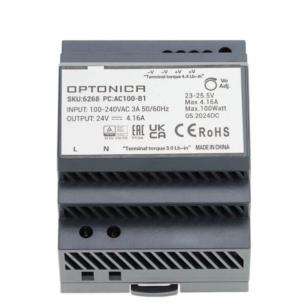 Ultra Slim DIN Rail Power Supply, 100W, 24V, 4.16A — image 2