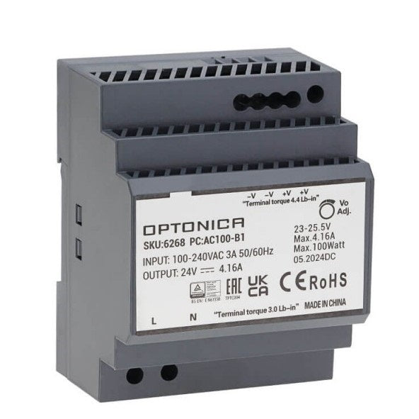 Ultra Slim DIN Rail Power Supply, 100W, 24V, 4.16A — image 1