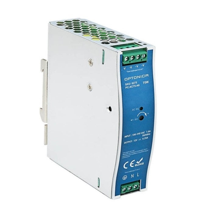 DIN Rail Power Supply, 75W, 12V, 6.25A — image 2