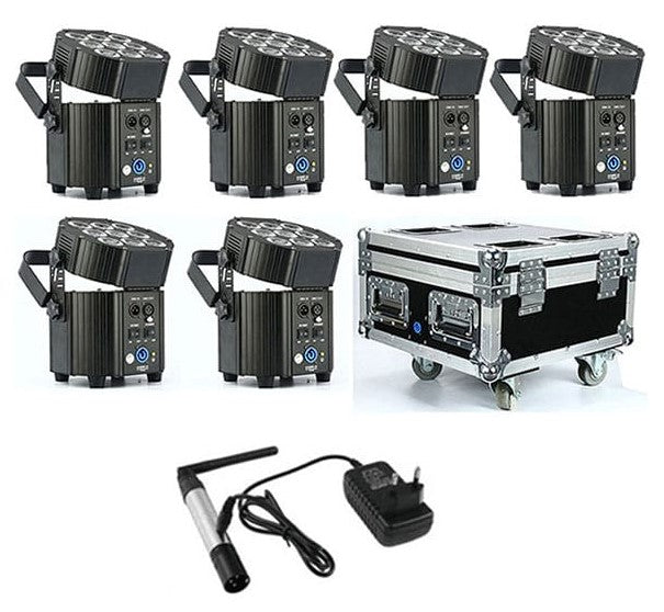 LED PAR Light, 9x10W, 90W, RGBW, RGBA UV, Charging Case, Wireless Transmitter, 6in1 — image 1