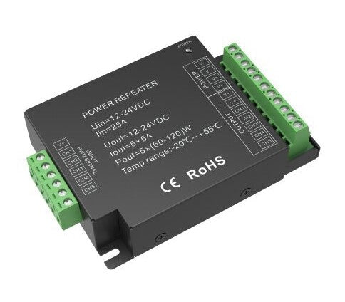 LED Constant Voltage Power Repeater, 12-24V, 5A/Ch, 5 Channels — image 1