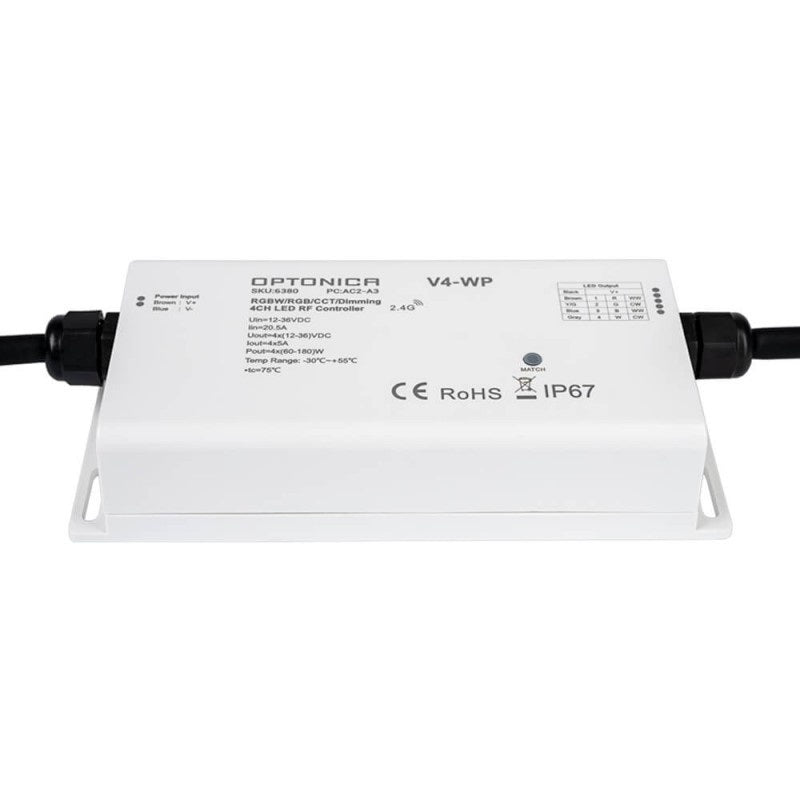 LED Constant Voltage Controller, 12-36V, 5A/Ch, 4 Channels, Waterproof Remote Control — image 2
