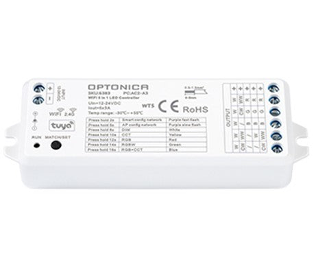 LED Constant Voltage Controller, 5in1 12-24V, 3A/Ch, 5 Channels, Tuya, 3 Years Warranty — image 1
