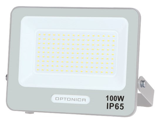 LED Floodlight, White, 90Lm/W, 100W, Warm Light — image 1