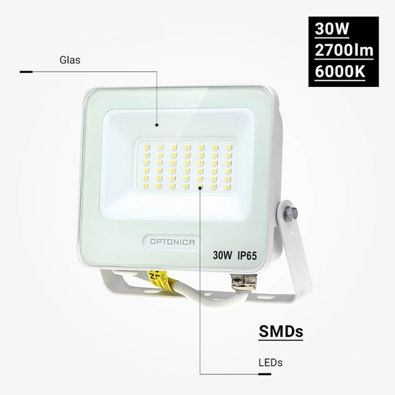 LED Floodlight, White, 90Lm/W, 30W, Warm Light — image 4