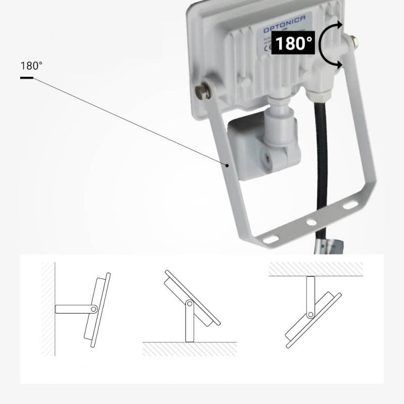 LED Floodlight, White, City Line, PIR Sensor, 10W, Warm Light — image 3